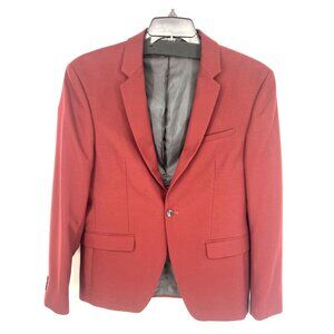 Zara Mens Maroon Red Single Button Blazer Sports Coat Size 42 Cool Comfort